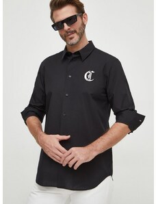 Just Cavalli pamut ing férfi, galléros, fekete, regular, 76OAL2S1 CN500