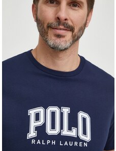 Polo Ralph Lauren pamut póló sötétkék, férfi, nyomott mintás