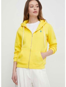 Polo Ralph Lauren felső sárga, női, sima, kapucnis