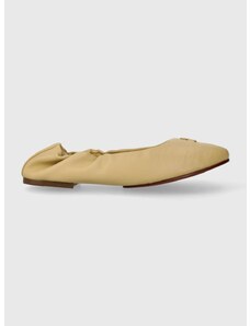 Tommy Hilfiger bőr balerina cipő TH ELEVATED ELASTIC BALLERINA bézs, FW0FW07882