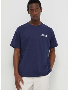 Levi's pamut póló sötétkék, férfi, nyomott mintás
