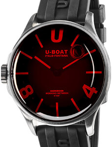 U-Boat 9305 Darkmoon SS Red Glass Mens Watch 40mm