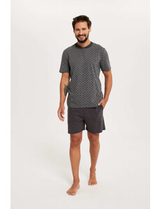 Italian Fashion Men's Balmer pyjamas, short sleeves, short legs - print/graphite
