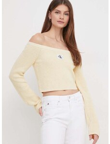 Calvin Klein Jeans pamut pulóver sárga