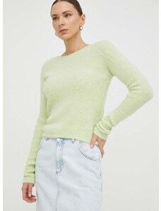 American Vintage gyapjúkeverék pulóver könnyű, női, zöld