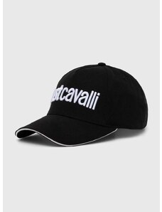 Just Cavalli pamut baseball sapka fekete, nyomott mintás, 76QAZK30 ZG192
