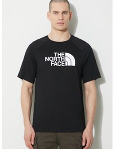 The North Face pamut póló M S/S Raglan Easy Tee fekete, férfi, nyomott mintás, NF0A87N7JK31