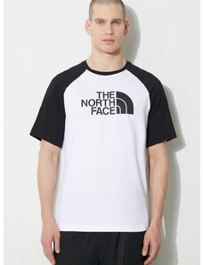 The North Face pamut póló M S/S Raglan Easy Tee fehér, férfi, nyomott mintás, NF0A87N7FN41