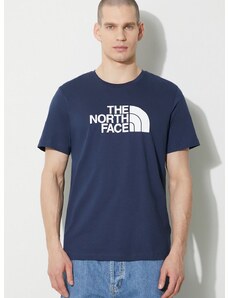 The North Face pamut póló M S/S Easy Tee sötétkék, férfi, nyomott mintás, NF0A87N58K21