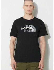 The North Face pamut póló M S/S Easy Tee fekete, férfi, nyomott mintás, NF0A87N5JK31