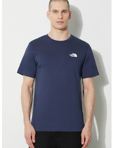 The North Face t-shirt M S/S Simple Dome Tee sötétkék, férfi, nyomott mintás, NF0A87NG8K21
