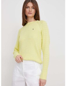 Tommy Hilfiger pamut pulóver könnyű, sárga
