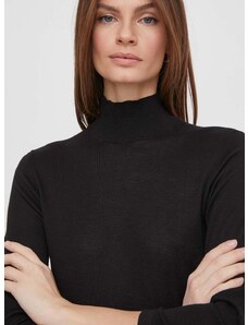 Sisley pulóver selyemkeverékből könnyű, fekete, garbónyakú