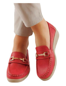 Angelina telitalpú divatos női piros loafer