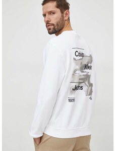 Calvin Klein Jeans pamut melegítőfelső bézs, férfi, nyomott mintás