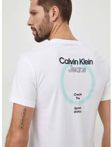 Calvin Klein Jeans pamut póló fehér, férfi, nyomott mintás