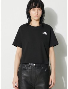 The North Face t-shirt W Simple Dome Cropped Slim Tee női, fekete, NF0A87U4JK31