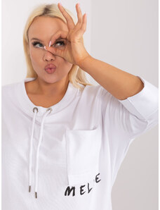 Fashionhunters Ecru cotton blouse plus size with 3/4 sleeves