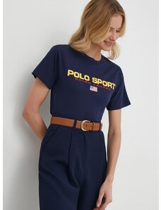 Polo Ralph Lauren pamut póló női, sötétkék