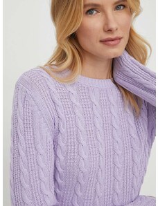 United Colors of Benetton pamut pulóver könnyű, lila