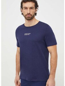 United Colors of Benetton pamut póló sötétkék, férfi, nyomott mintás