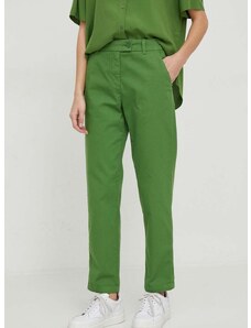 United Colors of Benetton nadrág női, zöld, magas derekú egyenes