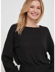 Sisley pulóver selyemkeverékből könnyű, fekete