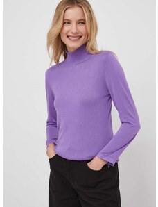 Sisley pulóver selyemkeverékből könnyű, lila, garbónyakú