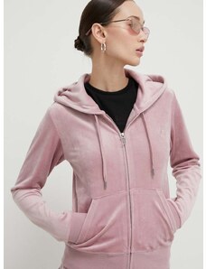 Juicy Couture velúr pulóver rózsaszín, sima, kapucnis