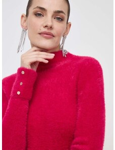 Morgan pulóver női, rózsaszín, félgarbó nyakú