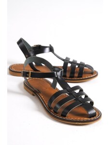 Capone Outfitters Capone Women's Black Leather Sandals with a Gladiator Band