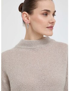 Morgan gyapjúkeverék pulóver könnyű, női, bézs, félgarbó nyakú