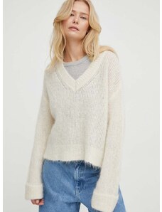American Vintage gyapjú pulóver női, bézs