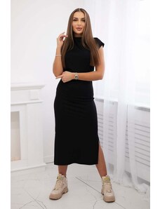 Kesi Long viscose dress with slits on the sides of black color