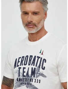 Aeronautica Militare pamut póló bézs, férfi, nyomott mintás