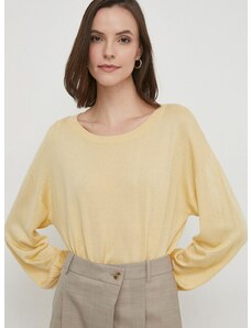 Sisley pulóver selyemkeverékből könnyű, sárga