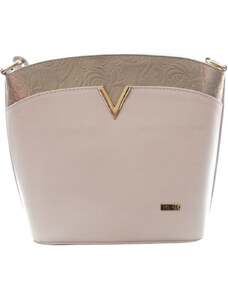 VIA55 elegáns női keresztpántos táska V jellel merev fazonban, rostbőr, fehér