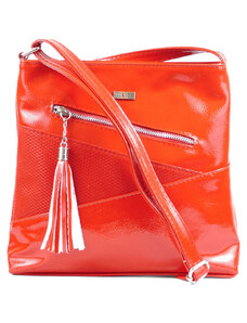 VIA55 női keresztpántos táska ferde varrással, rostbőr, piros