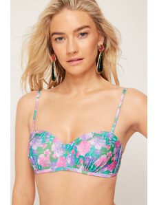 Trendyol Floral Pattern Strapless Gathered Bikini Top