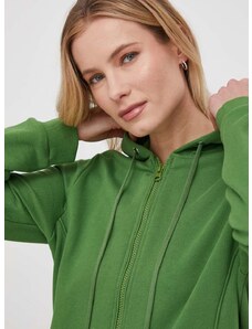 United Colors of Benetton pamut melegítőfelső zöld, női, sima, kapucnis