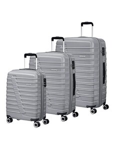 American Tourister ACTIVAIR négykerekű ezüst S,M, L bőrönd szett-3db