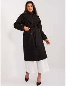 Fashionhunters Black cashmere coat with belt