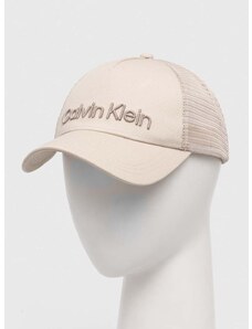 Calvin Klein pamut baseball sapka bézs, nyomott mintás