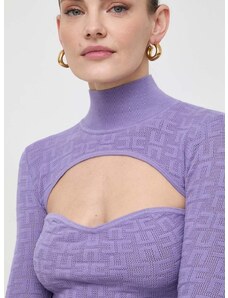 Elisabetta Franchi pulóver könnyű, női, lila, garbónyakú, MK40B41E2
