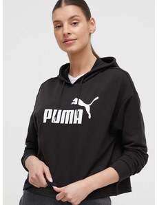Puma felső fekete, női, nyomott mintás, kapucnis, 624812