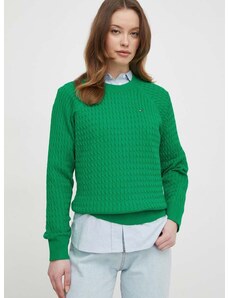 Tommy Hilfiger pamut pulóver könnyű, zöld