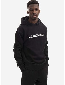 A-COLD-WALL* pamut melegítőfelső Essential Logo Hoodie fekete, férfi, nyomott mintás, kapucnis