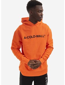 A-COLD-WALL* pamut melegítőfelső Essential Logo Hoodie narancssárga, férfi, nyomott mintás, kapucnis