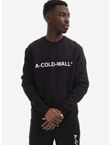 A-COLD-WALL* pamut melegítőfelső Essential Logo Crewneck fekete, férfi, nyomott mintás