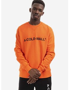 A-COLD-WALL* pamut melegítőfelső Essential Logo Crewneck narancssárga, férfi, nyomott mintás
